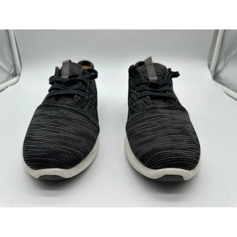 TOMS Del Rey Mens Sneakers Black Grey Space Dye Knit Lace Up Shoes Size 9